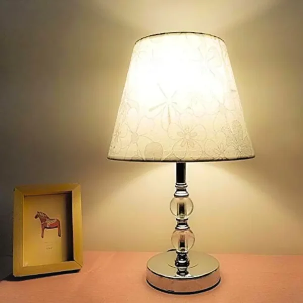 modern fabric bedside table lamp with wood base – soft ambient decorative light for bedroom & living room