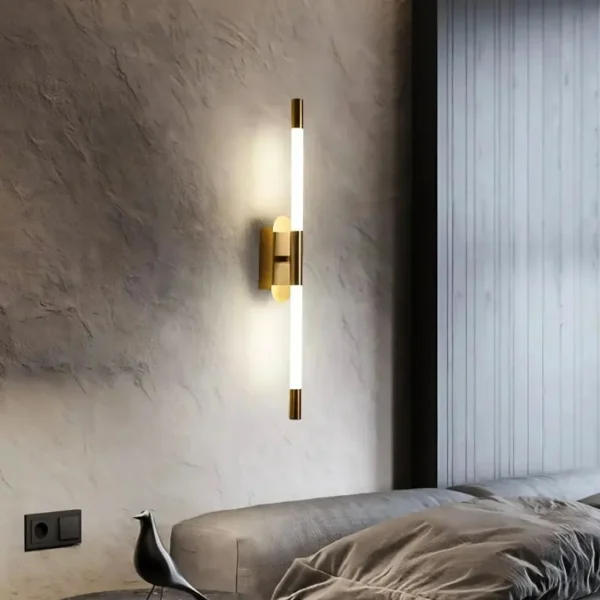 modern vertical wall lamp brass finish led