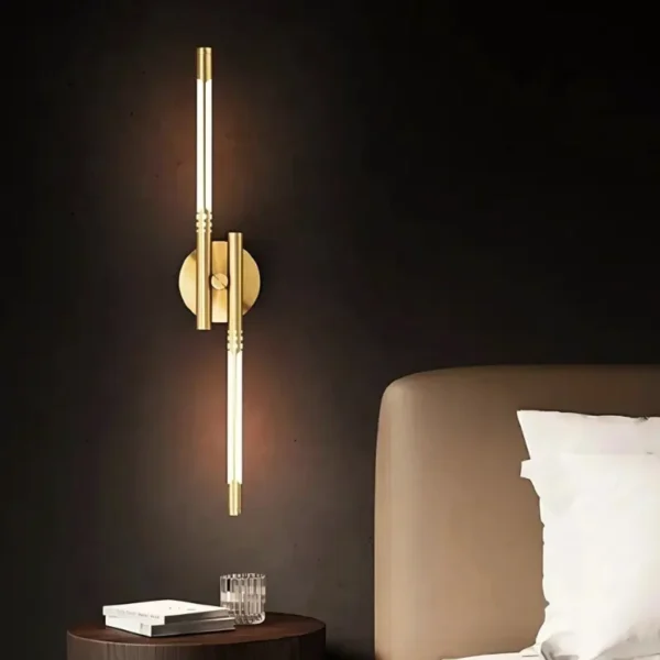 modern vertical wall lamp brass finish led