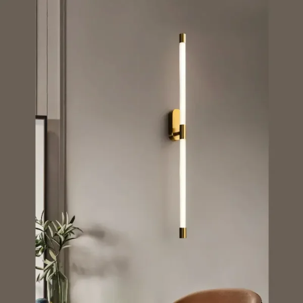 modern vertical wall lamp brass finish led