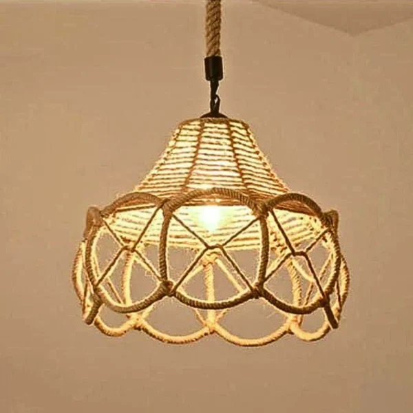 rustic hemp rope pendant light
