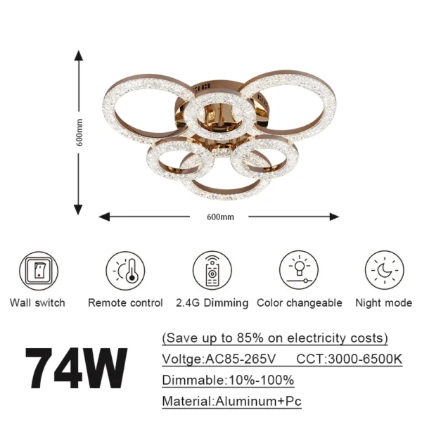 beautiful gold dimmable led ceiling lamp uae