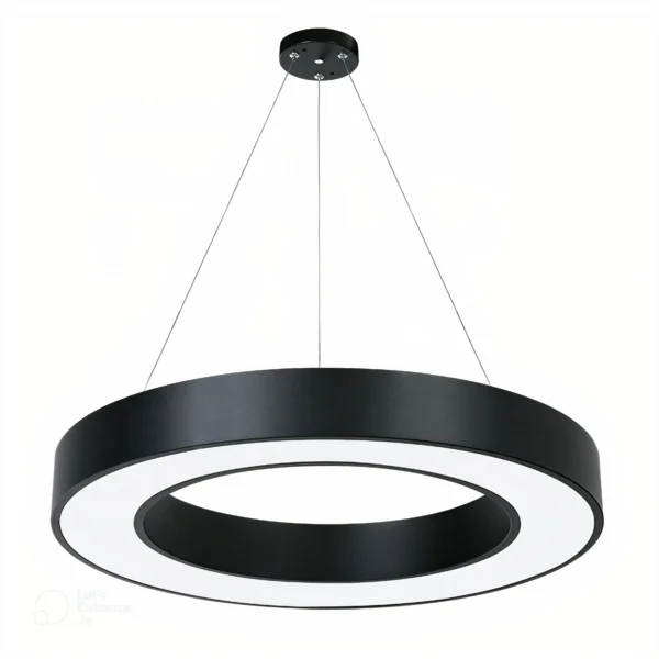 modern led ring pendant light – adjustable black