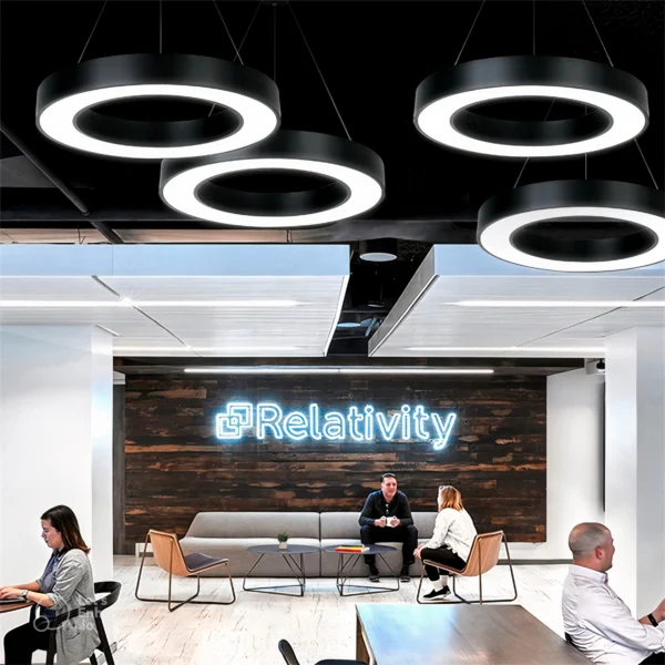 modern led ring pendant light – adjustable black