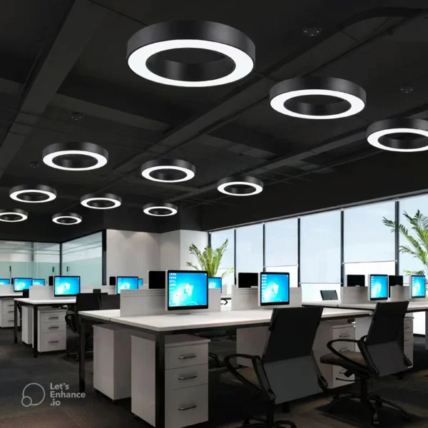 modern led ring pendant light – adjustable black