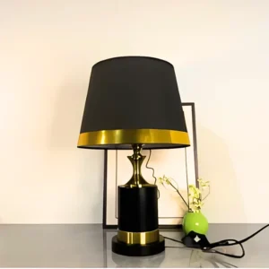sleek stainless bedside lamp with elegant linen shade