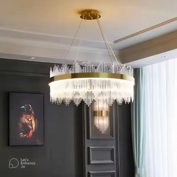 modern crystal chandelier led light – gold frame