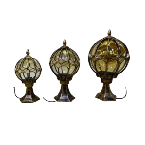 gate pillar light uae | vintage bronze globe, e27 led — weatherproof, fast delivery