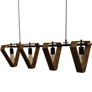 wooden pendant light uae | 4‑light linear island, e27 bulbs, height adjustable — fast delivery